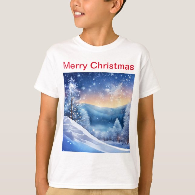 Vackra mousserande Winter Kids T-Shirt | Scen T (Framsida)