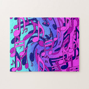Vackra Music Rosa Lila Blue Musik Mönster Pussel