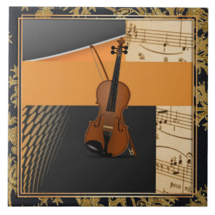 Vackra musikaliska abstrakter violin kakelplatta