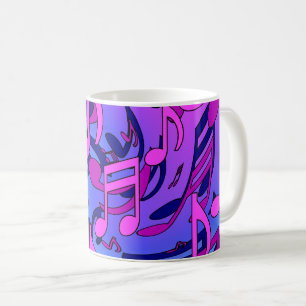 Vackra musiken Rosa Lila Blå levande Mönster Kaffemugg