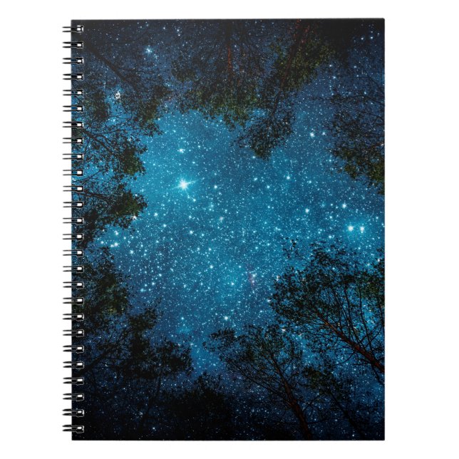 Vackra natten himlar, Milky Way och träd. Anteckningsbok (Framsidan)