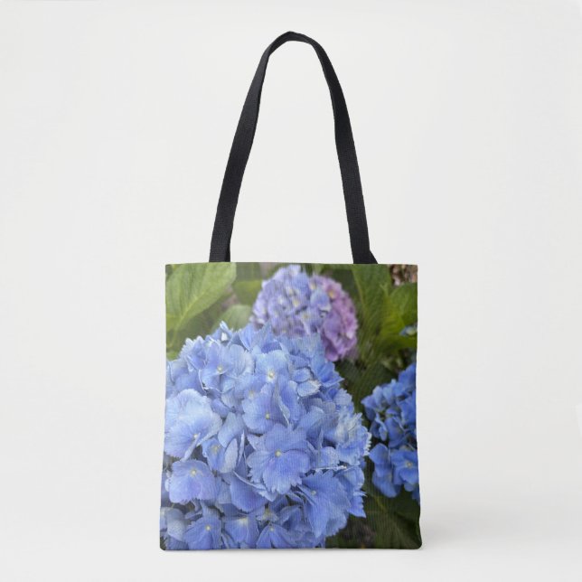 Vackra naturblåa Hydrangea Flowers Tygkasse (Framsida)