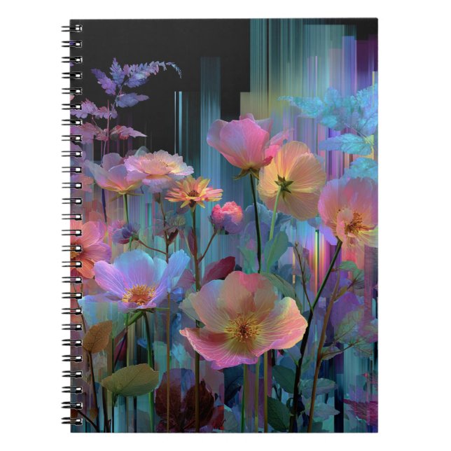 Vackra neonkonstblommor anteckningsbok (Framsidan)
