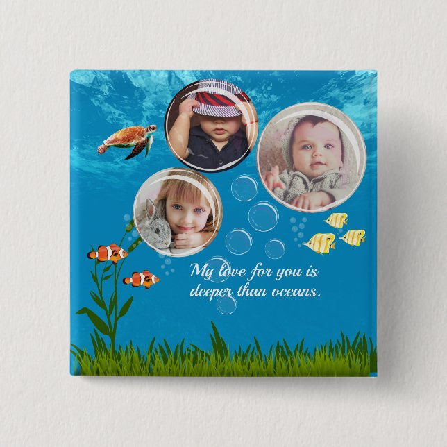 Vackra Ocean Blue Tropical Fish Underwater Knapp (Framsida)