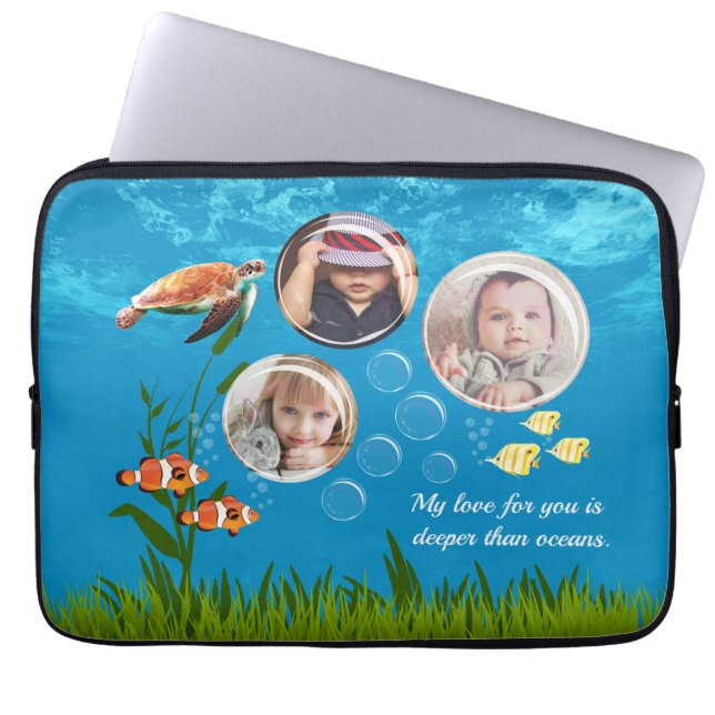 Vackra Ocean Blue Tropical Fish Underwater Laptop Fodral (Framsidan)