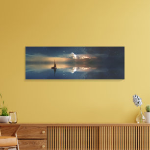 Vackra Ocean Sunset Sailboat & Clouds Canvastryck