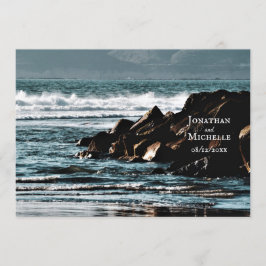 Vackra oceanen, Vågar och Sten Beach Wedding Inbjudningar