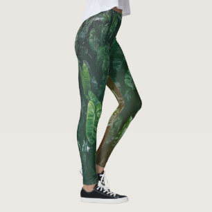 Vackra och Elegant Tropiska Löv Lagar Leggings