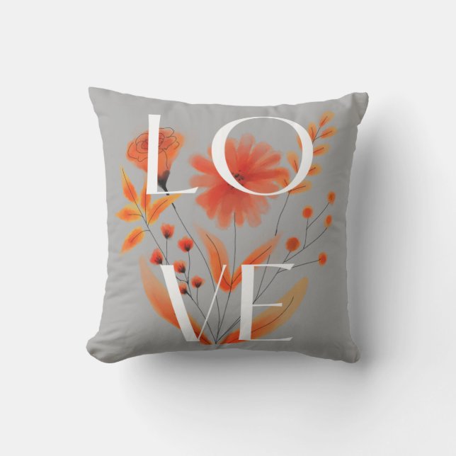 Vackra och enkla orange blommor hem inredning utom kudde (Framsida)