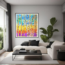Vackra och färgfulla Aspen Träd Canvas 24 x 24 tum