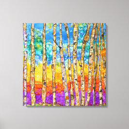 Vackra och färgglada asp-träd Canvas 20x20"