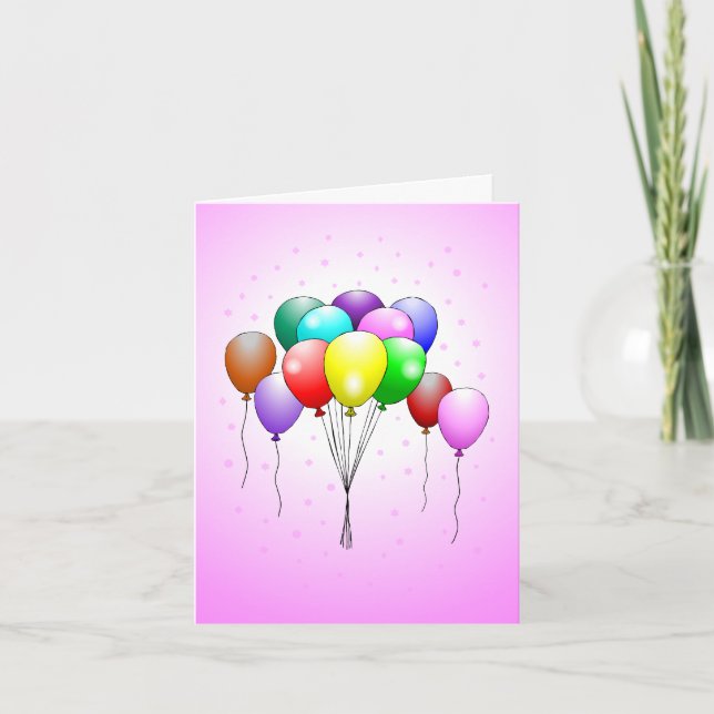 Vackra och färgglada ballonger kort (Framsida)
