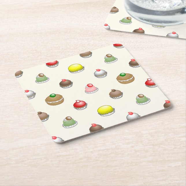 Vackra och färglösa kakor underlägg papper kvadrat (Vinklad)