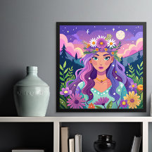 Vackra och färgstarka Blommigten Krona Art Poster