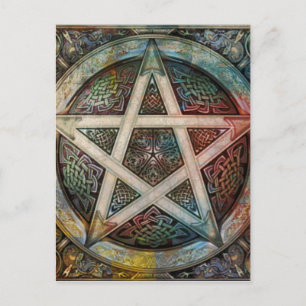 Vackra och färgstarka Pagan Pentacle Vykort