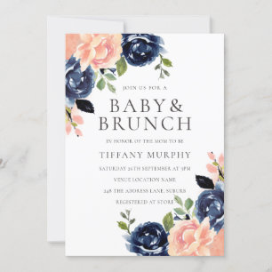 Vackra  och flottblommor Baby Shower Brunch Inbjudningar