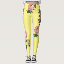 Vackra och rosa vintage ro Leggings