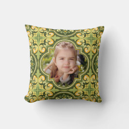 Vackra oliver och gult Azulejos, anpassningsbar fo Kudde