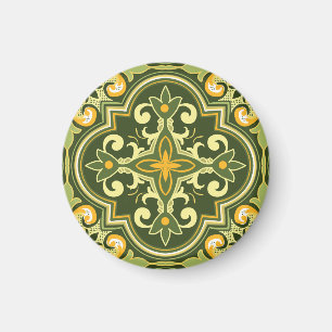 💚💛 Vackra oliver och gult Azulejos Magnet