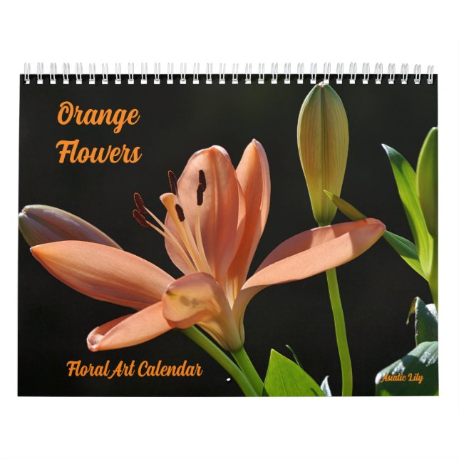 Vackra Orange Blommor Blommig Konstkalender Kalender (Omslag)