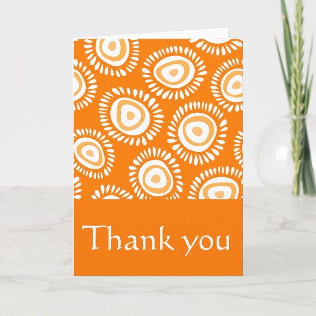 Vackra orange funky blommor Tacksamhetskort Tack Kort (Framsida)