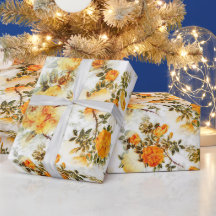 VACKRA ORANGE & GULA BLOMMOR PÅ VITT INPAPPERINGS