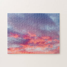 Vackra Orangen röd och röd solnedgång sommaren him Pussel