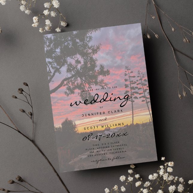 Vackra orangens gult solade landsbygden bröllop inbjudningar (Beautiful orange yellow sunset countryside wedding )