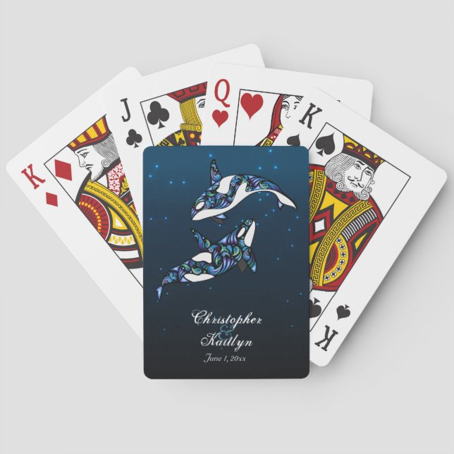 Vackra Orca Whales Bröllop-kort Spelkort (Baksidan)