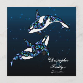Vackra Orca Whales bröllopsinbjudan Inbjudningar