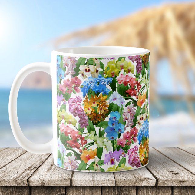 Vackra orkidéer Tropiska blommor Kaffemugg (Skapare uppladdad)