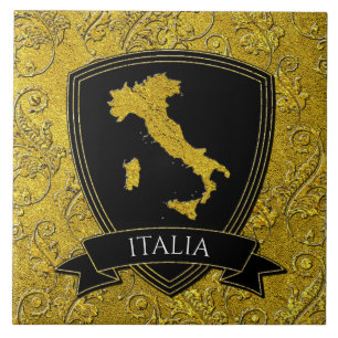 Vackra Ornate Karta av Italien Kakelplatta