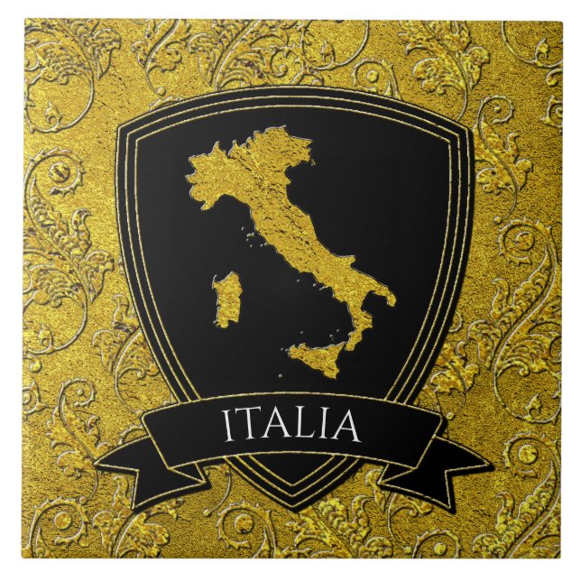 Vackra Ornate Karta av Italien Kakelplatta (Framsidan)