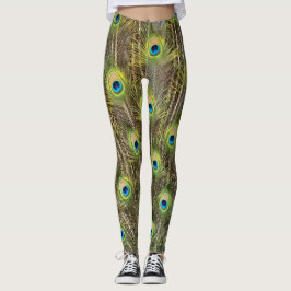 Vackra påfågel fågelfjädrar leggings