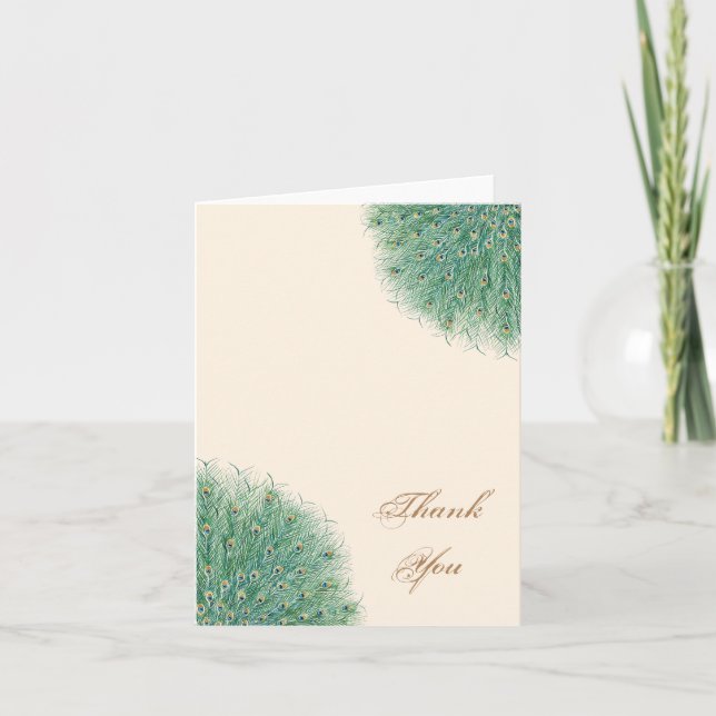 Vackra Påfågel Fjädrar Tack Kort (Framsida)