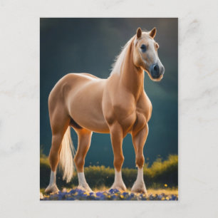 Vackra Palomino Quarter Horse med blommor Vykort