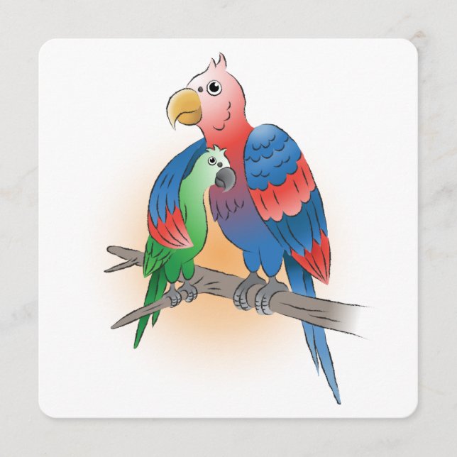 Vackra papegojor till mors dag kort (Framsida)