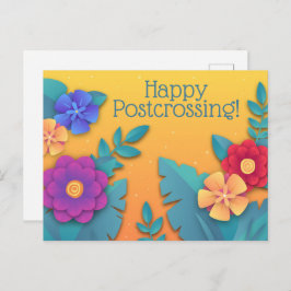 Vackra Pappra Craft Flowers Vykort