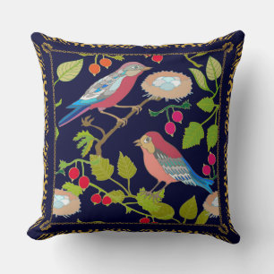 Vackra Paradise Birds and Red Summer Berries Kudde