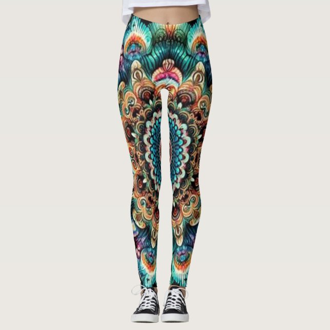 Vackra Passande Psychedelic Circles Leggings (Framsida)
