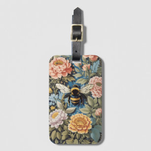 Vackra Pastel Blommigt och Bumblebee Bagagebricka