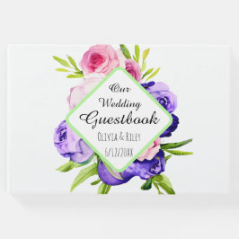 Vackra Pastell Färgade Vattenfärg Blommor Gästböcker