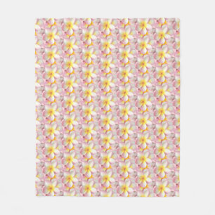 Vackra Pastell Frangipani Plumeria Blommor Fleecefilt