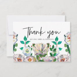 Vackra pastellfärgade akvarellblommor tack kort