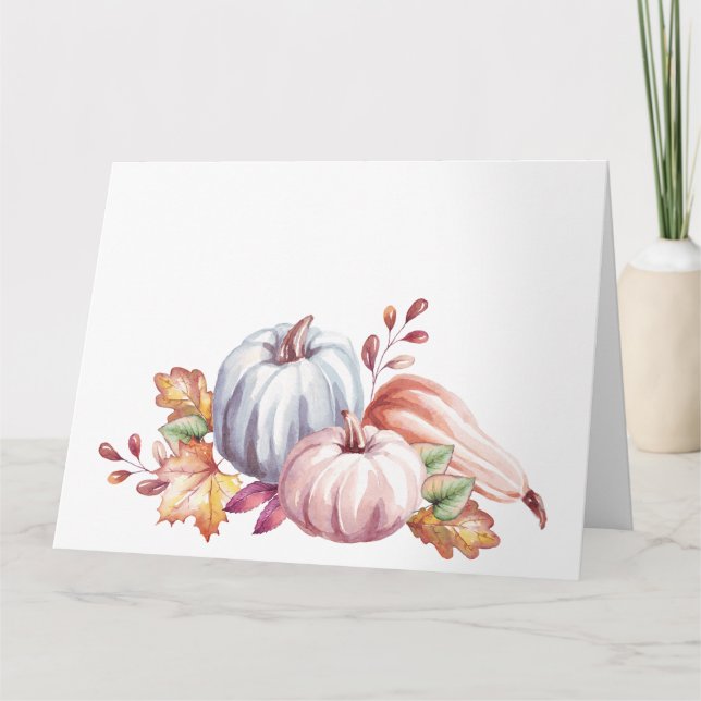 Vackra Pastellfärgade Akvarellpumpor & Gourd Kort (Framsida)