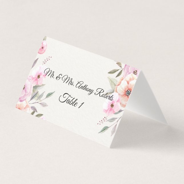 Vackra Pastellfärgade Kronblad Bordskort Kort (Framsida)