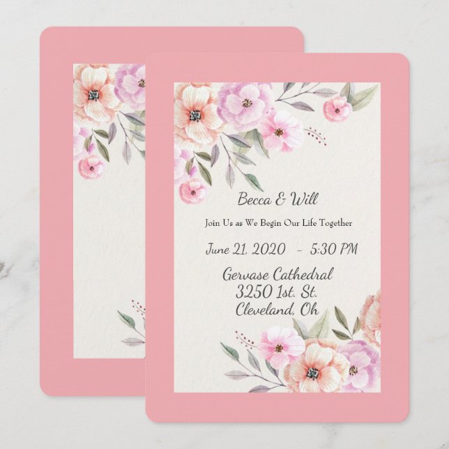 Vackra Pastellkronor Inbjudningar (Fram/baksida)