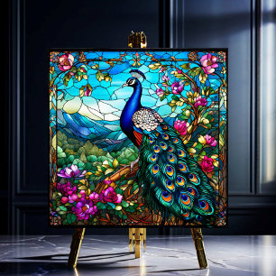 Vackra peacock 2 bland Blomsterträdgårdarna Kakelplatta