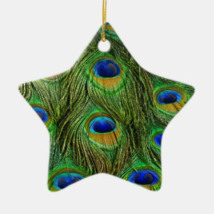 Vackra Peacock Feathers Julgransprydnad Keramik