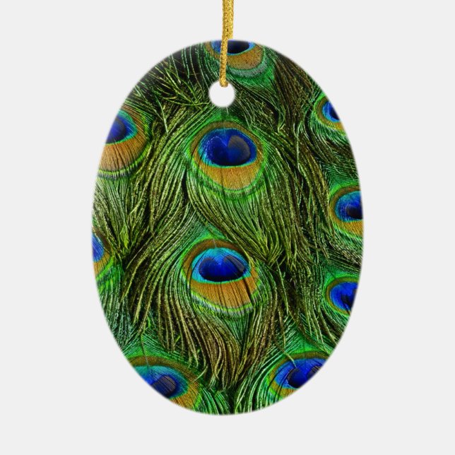 Vackra Peacock Feathers Julgransprydnad Keramik (Framsidan)